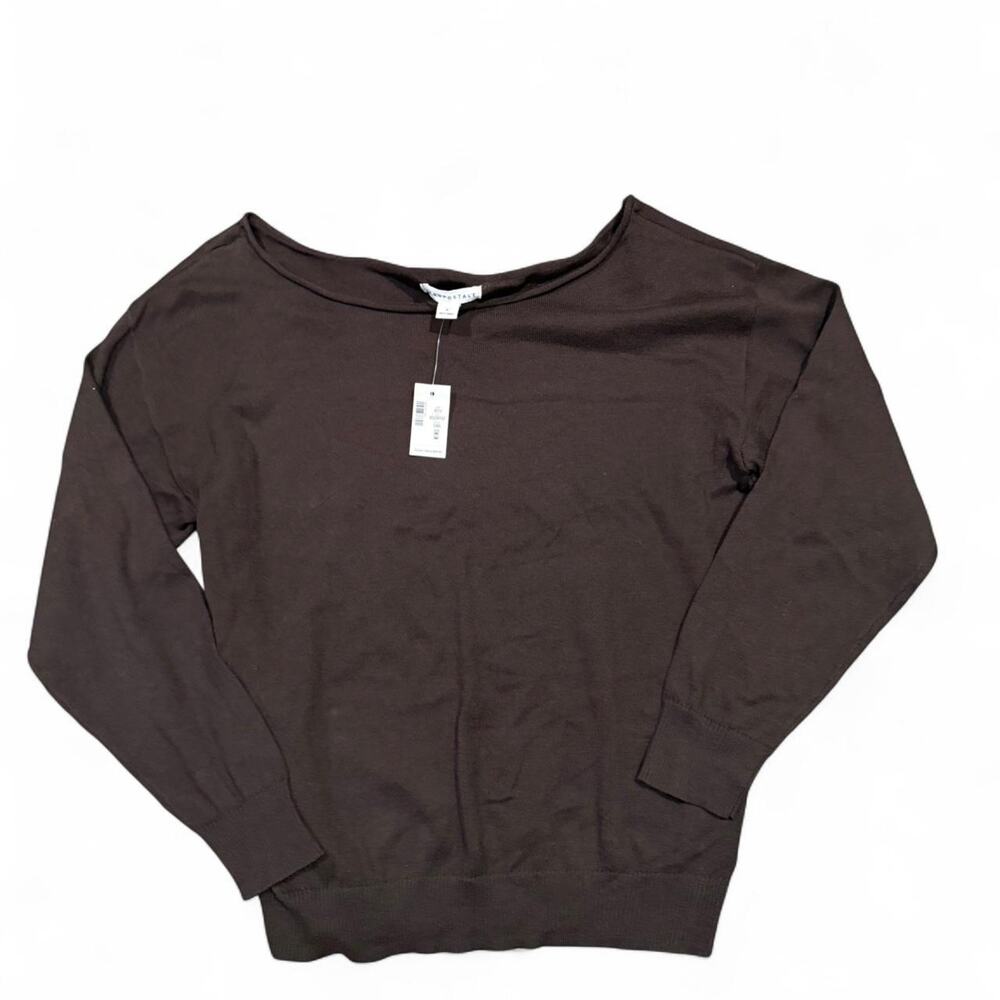 Aeropostale Womens Brown Long‎ Sleeve Boat Neck Knit Sweater Size M NWT
